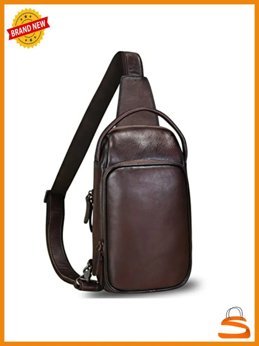 Genuine Leather Sling Bag Hiking Backpack Crossbody Daypack Anti-theft Shoulder